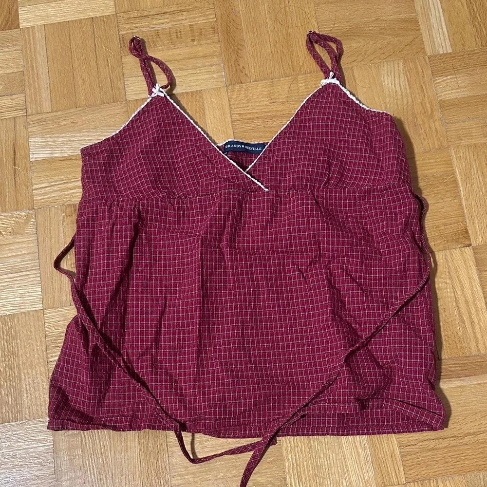 Brandy Melville Red Plaid Edith Tank Top - Picture 3 of 5